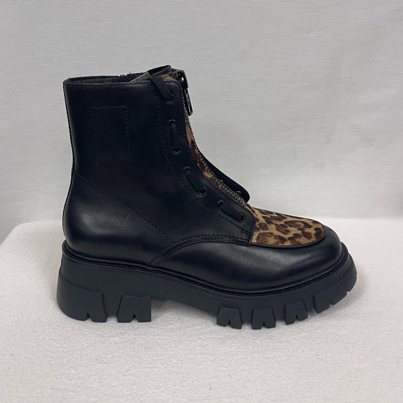 ASH Lynch Lynne Leather & Calf Hair Combat Bike Booties Size US 6.5-7 EU 37 NWT - Picture 3 of 13